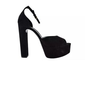 YSL Saint Laurent Black Suede Jodie Platform Heels Sandals– Size 39 9.5B